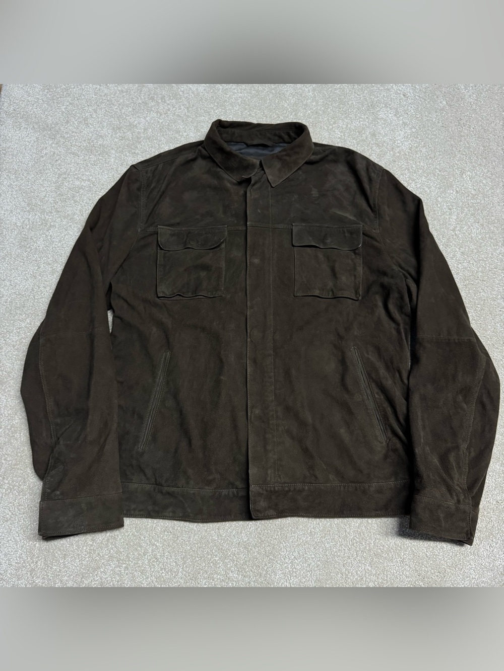 Massimo Dutti Brown Suede Jacket Men’s XL Leather Full Zip Bomber Field Coat